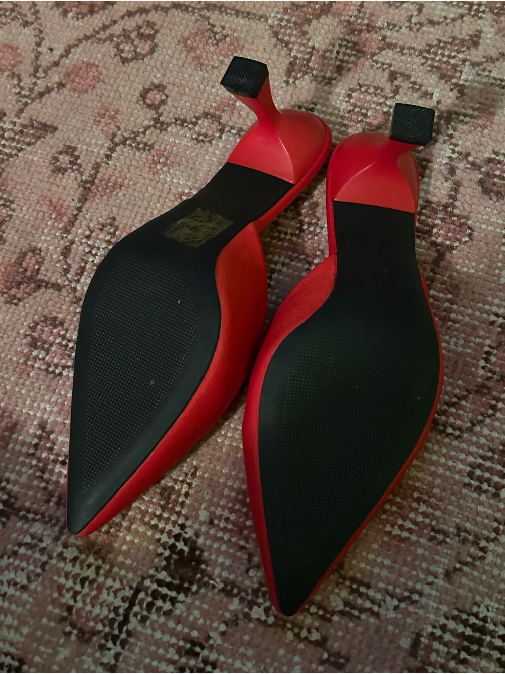 Red Pointed Toe Mule Heels - Women - Picture 2 of 3